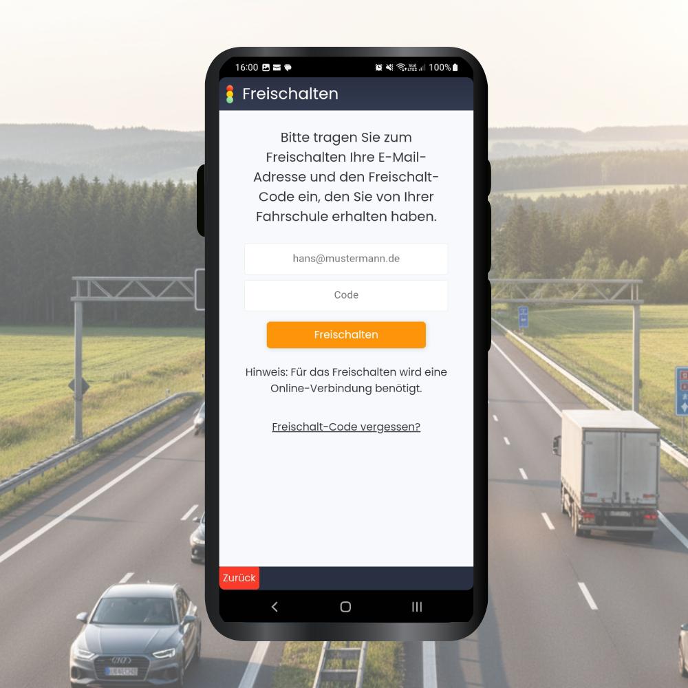 Motorrad-Führerschein-Fragen App aktivierung