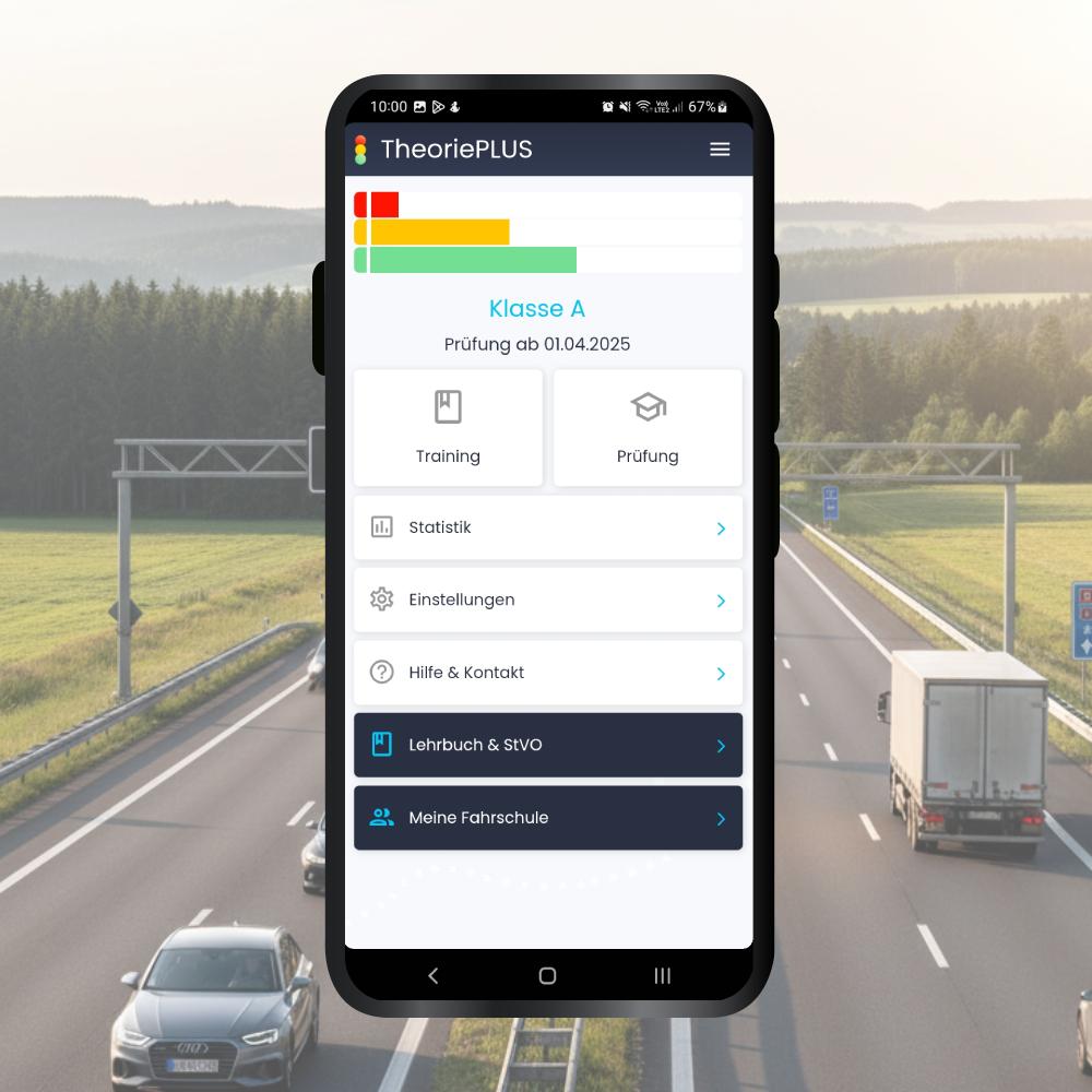 Motorrad-Führerschein-Fragen App Menü