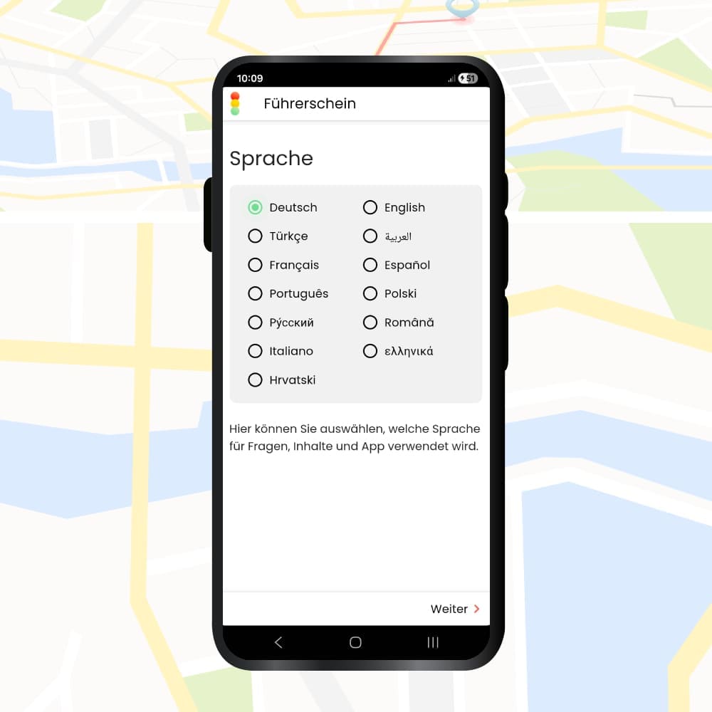 Fahrschule App Guide: Sprache