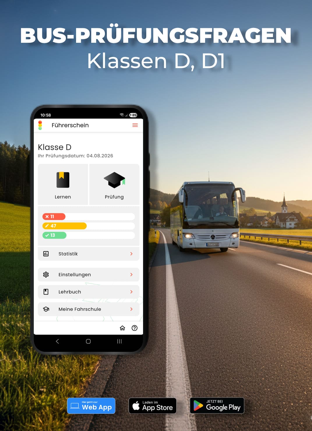Führerschein für Bus app Klassen D D1