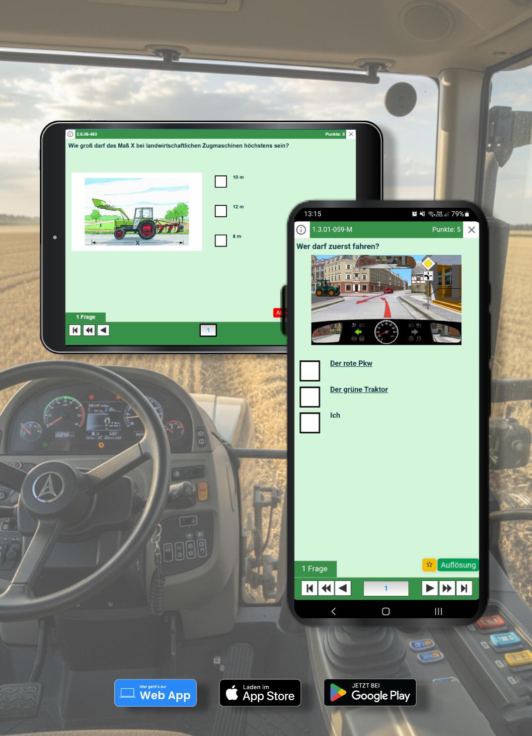 Traktor-Führerschein: Klassen L & T App Theorieprüfung