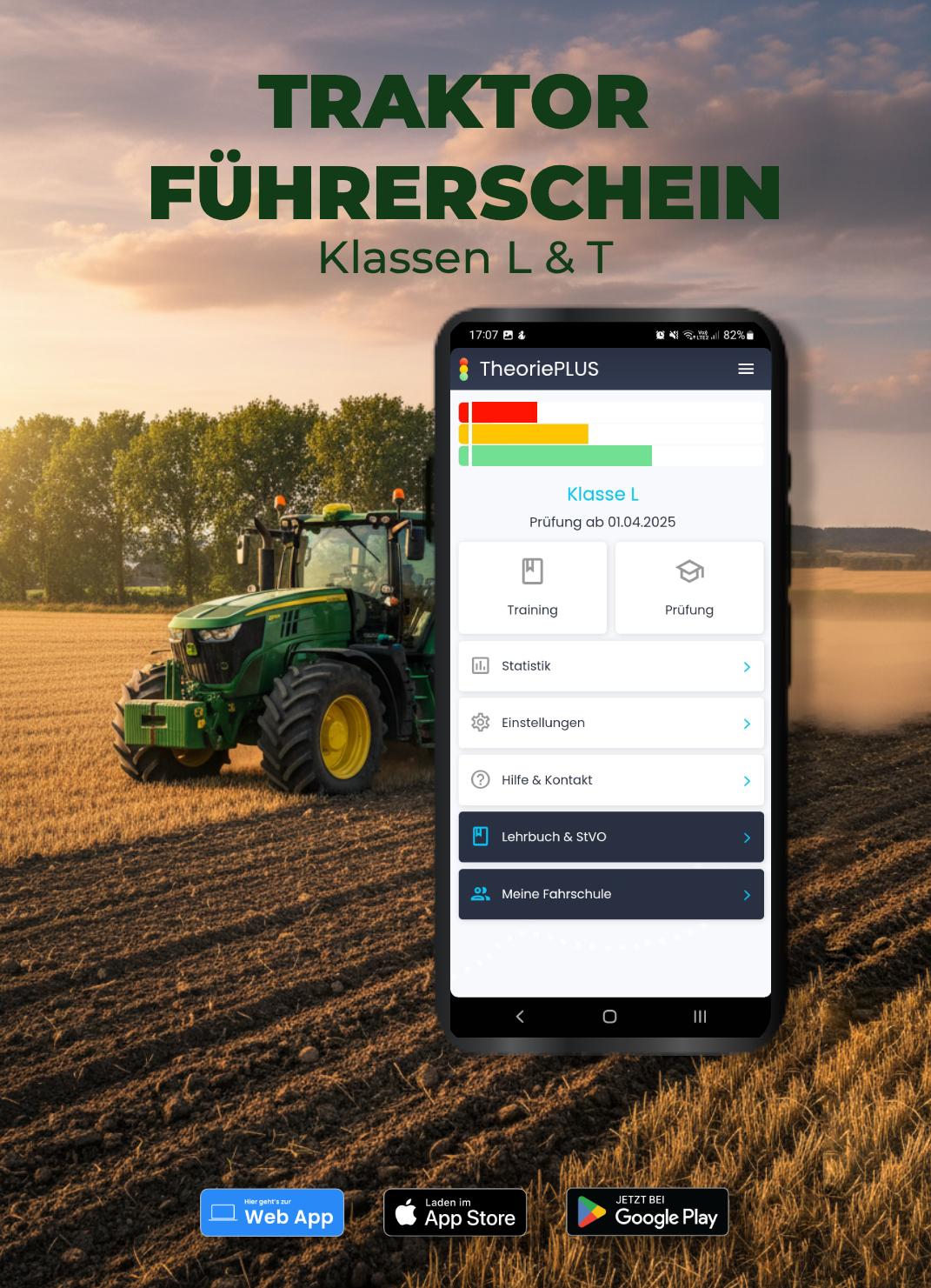 Traktor-Führerschein: App Klassen L & T