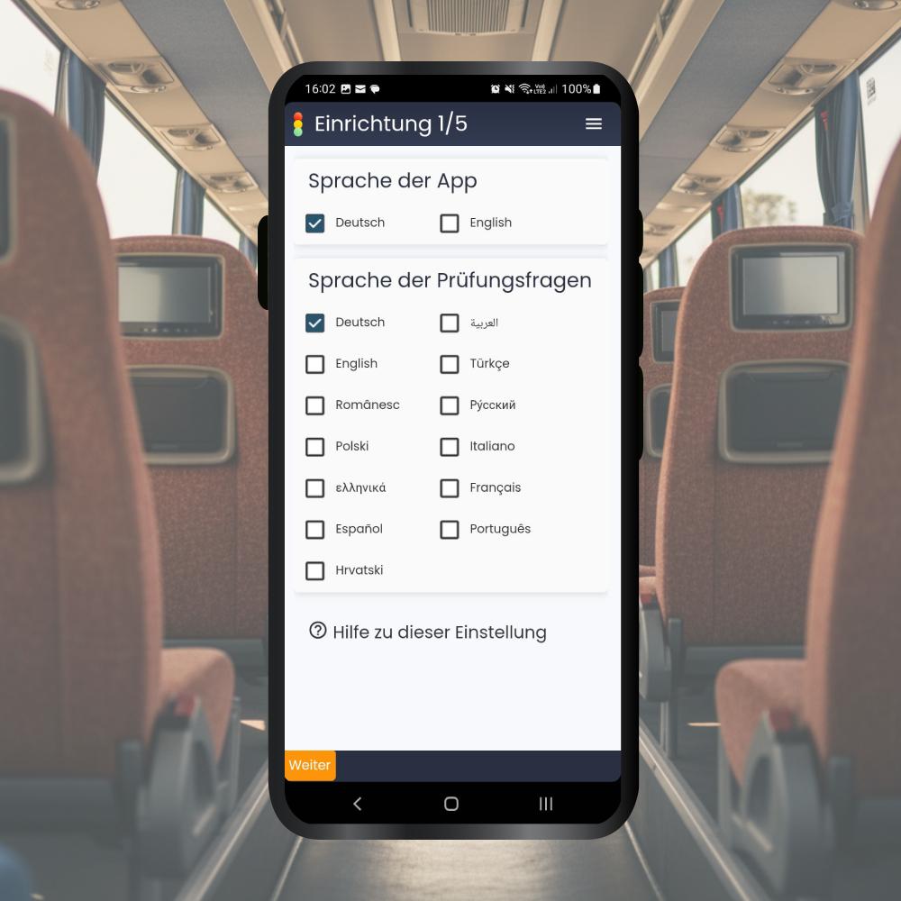 Führerschein für Bus app sprache