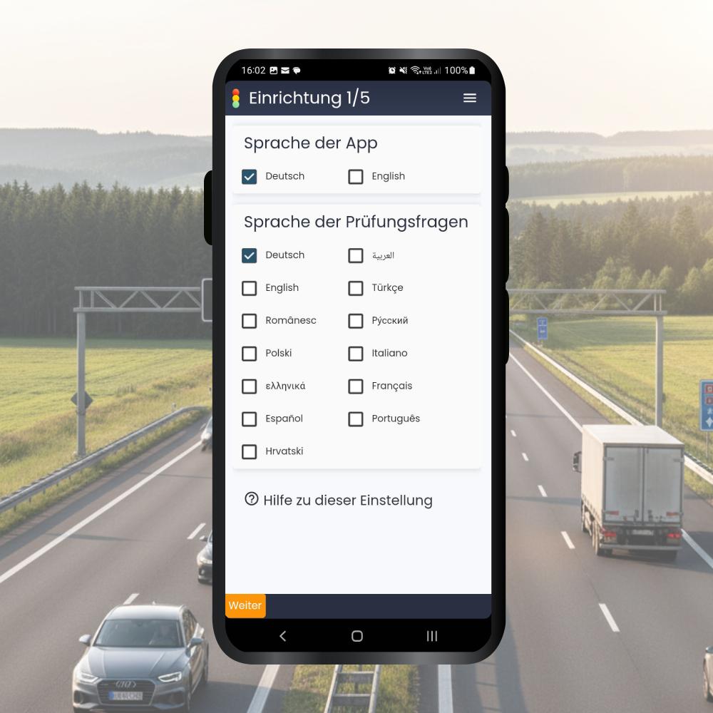 Motorrad-Führerschein-Fragen App Sprache