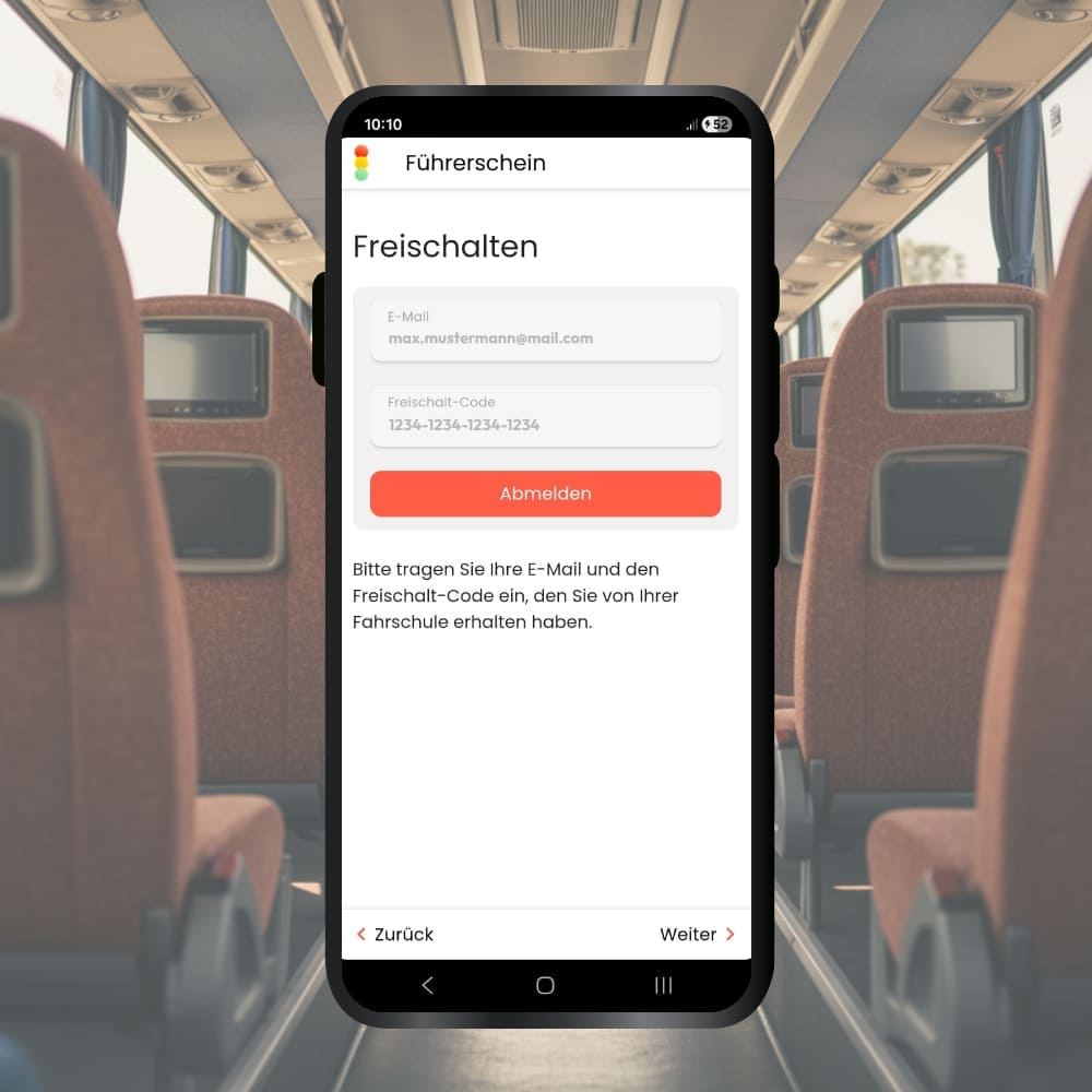 Führerschein für Bus app aktivierung