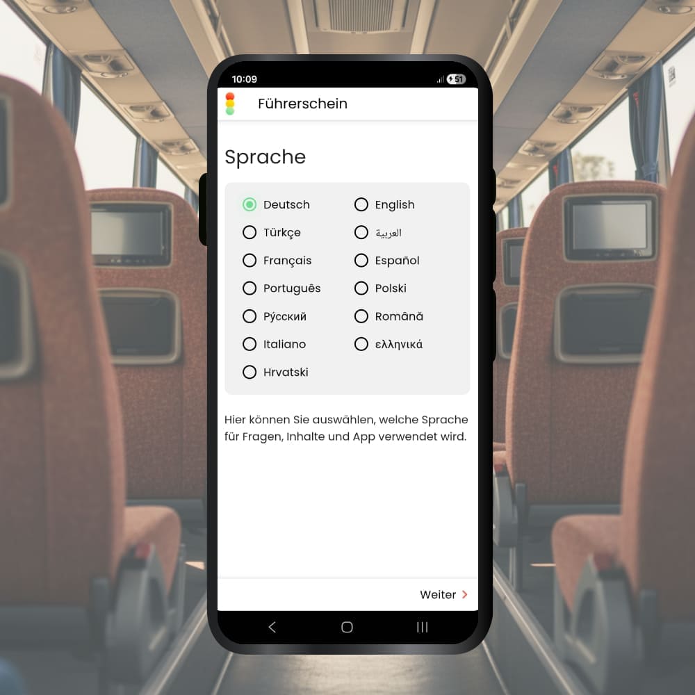 Führerschein für Bus app sprache