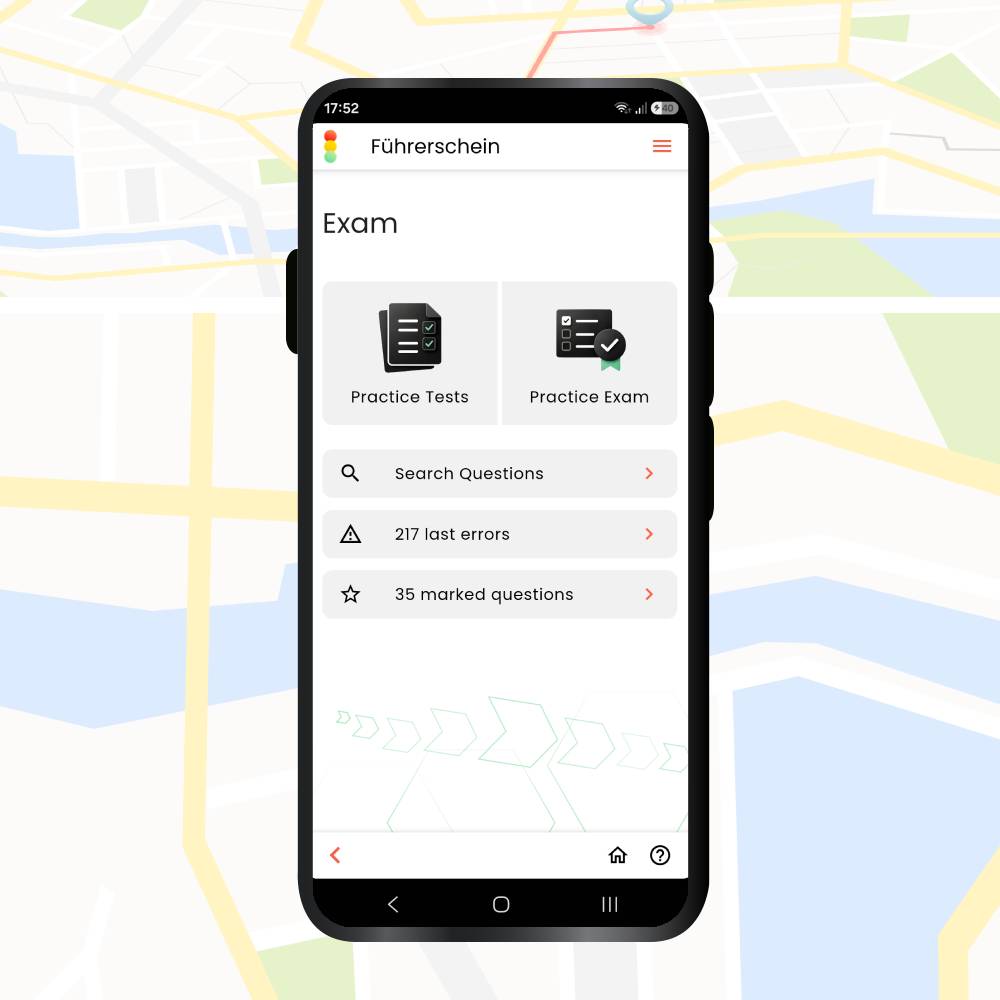 Theory test driving Germany app - exam section