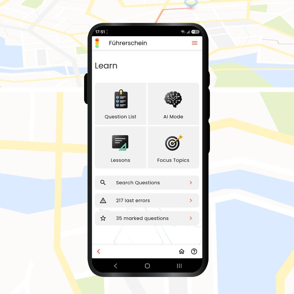 Theory test driving Germany app - learn section