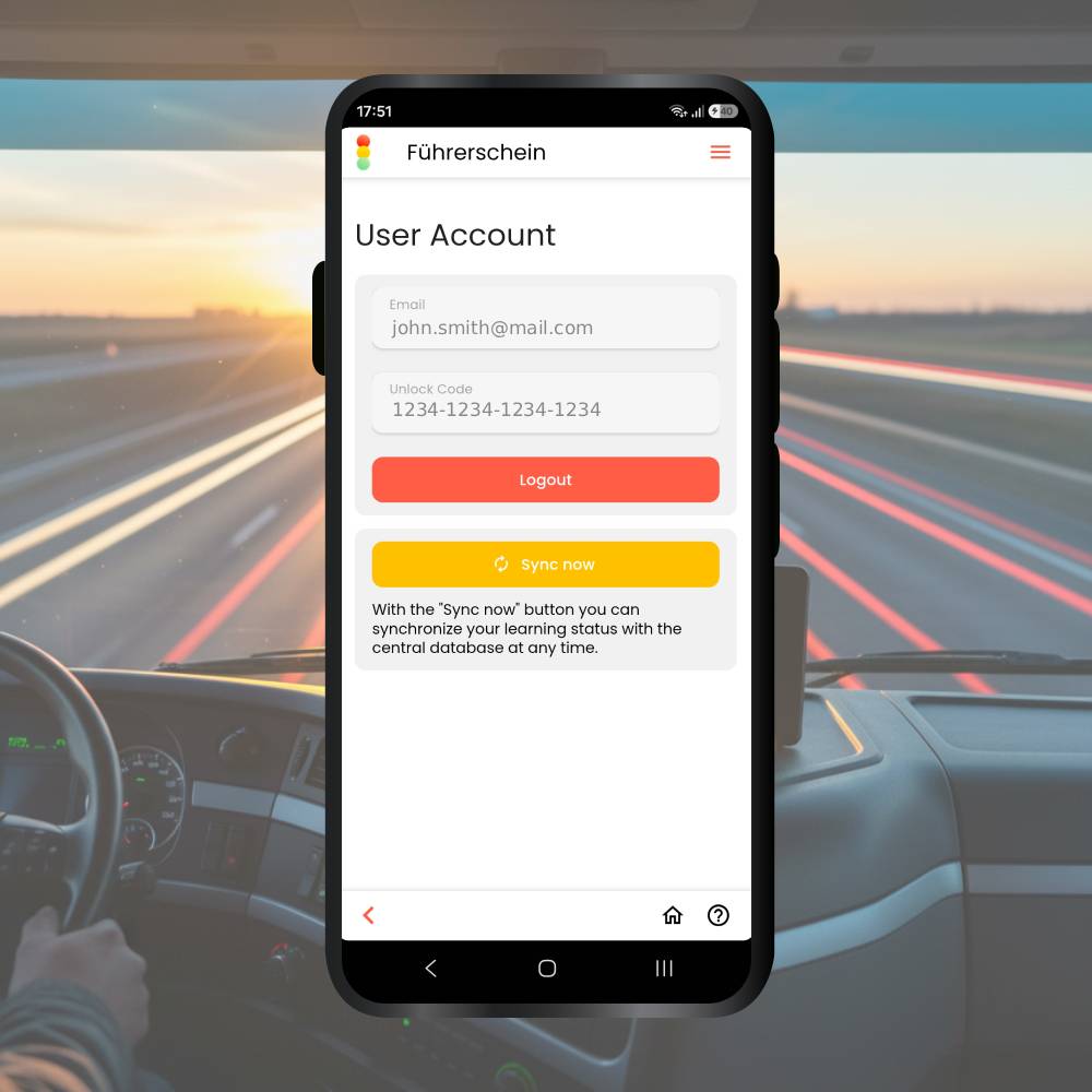 Truck driving license Germany App register