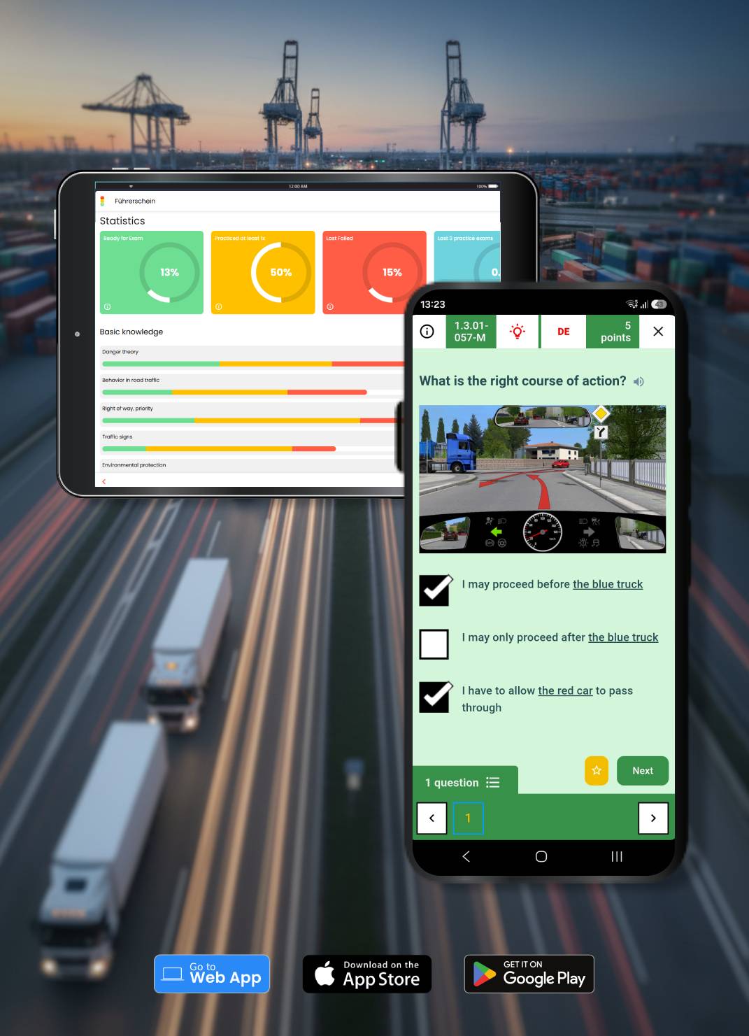 Truck driving license in Germany - App tests
